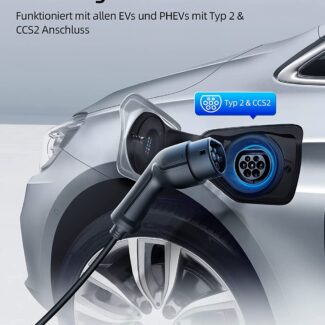 Încărcare sigură și certificată IP65. Statie Mobila Incarcator Mobil pt Masini Vehicule Electrice Typ 2 & CCS 2 cu Stecher de Uz Caznic 16 Amp Cablu 6 m Brand ShockFlo